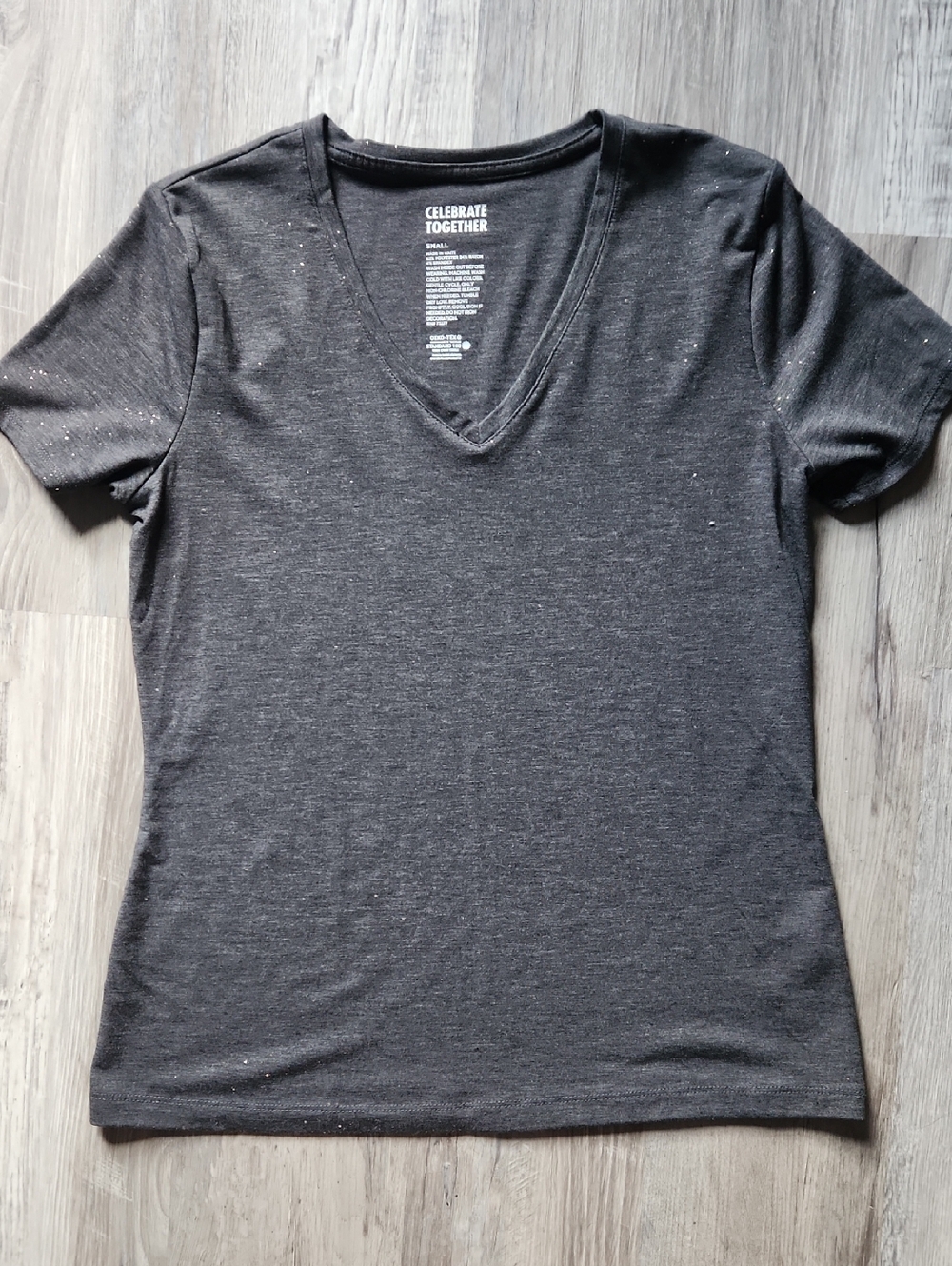 Women's Gold Glitter V-Neck Tee-see video